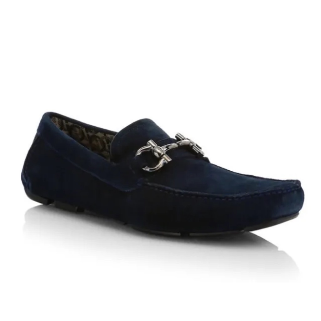 Salvatore Ferragamo Parigi Sz 7 Ee Drivers Loafer Suede Blue